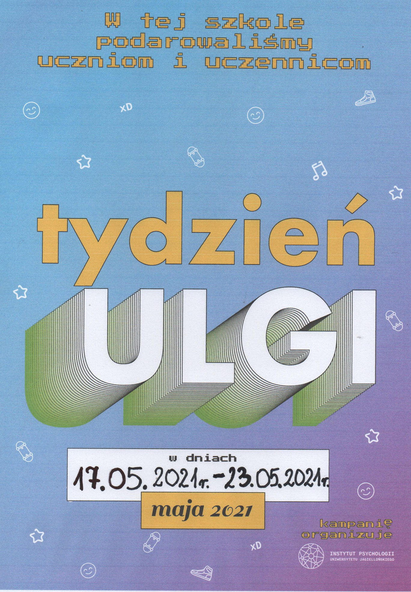 Plakat z tygodniem ulgi w dniach 17 maja do 23 maja 2021